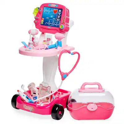 Best Choice Products - Play Doctor Kit for Kids, Pretend Medical Station Set with Carrying Case, Mobile Cart