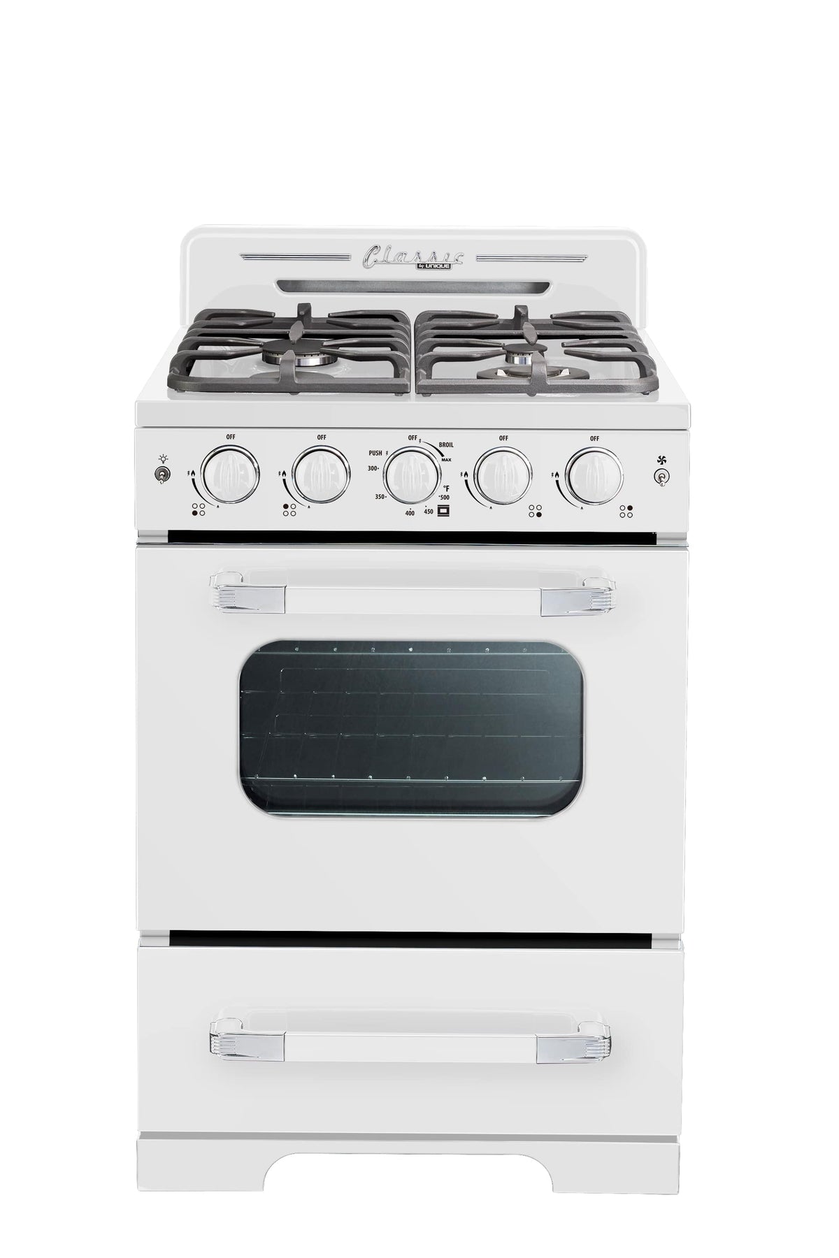 Unique Appliances - 24 in. Wide 4 burner Classic Retro 2.9 Cu. Ft. Freestanding Gas Convection Range - Marshmallow White