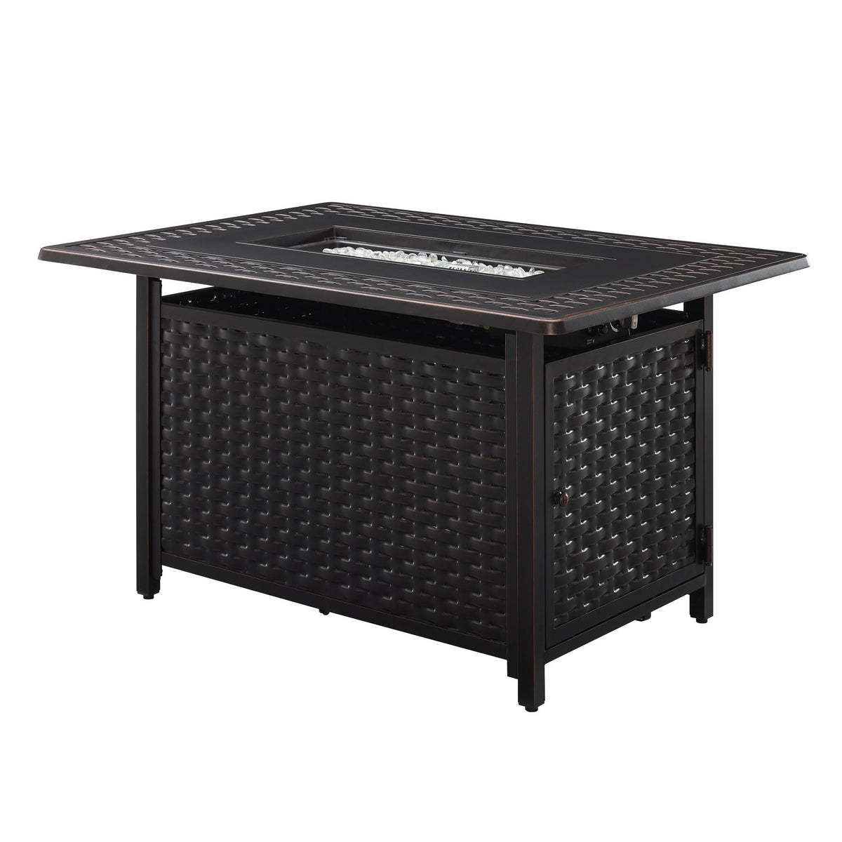 Fire Sense - Albany Aluminum Rectangular LPG/NG Fire Pit - Antique Bronze