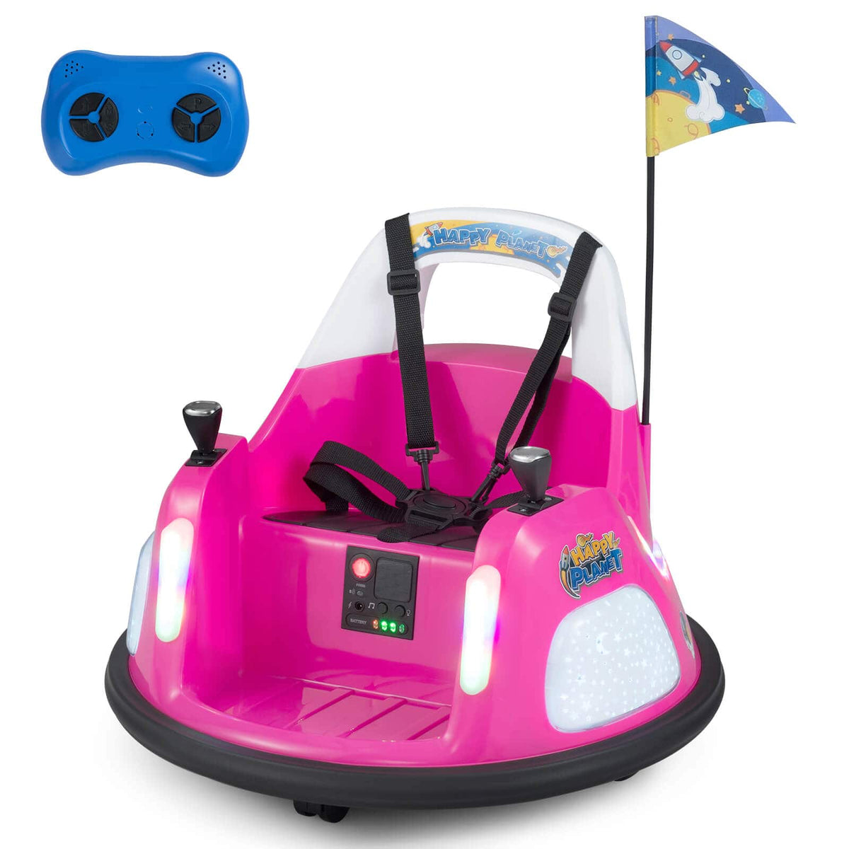 Costway - 12V Kids Bumper Car,360° Spin & Remote.Battery-Powered,for 1.5-6 ages - Pink