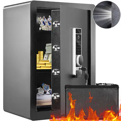 VEVOR - Safe, 2.2 Cubic Feet Home Safe, Steel Security Safe with Fingerprint, Digital Keypad and 2 Keys, Cabinet Safe