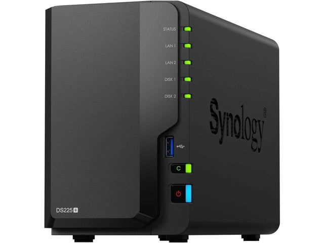 STATUS  
LAN 1  
LAN 2  
DISK 1  
DISK 2  

Synology  
DS225+