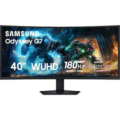 Samsung - 40" Odyssey G75F WUHD 180Hz 1ms AMD FreeSync Prem Pro Curved Gaming Monitor with HDR 600 (DisplayPort, HDMI)