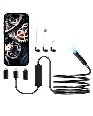 VEVOR - Endoscope Camera with Light, 1920P HD Borescope for Android & IOS, 8 LED Lights Inspection Camera with 10FT Semi-Rigid