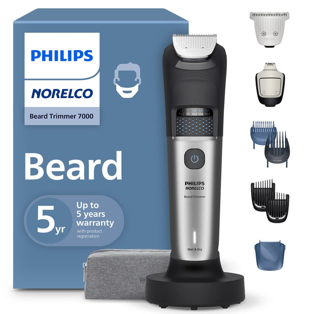 PHILIPS NORELCO  
Beard Trimmer 7000  

Beard  
Up to 5 years warranty with product registration  

PHILIPS NORELCO  
Beard Trimmer  
Wet & Dry
