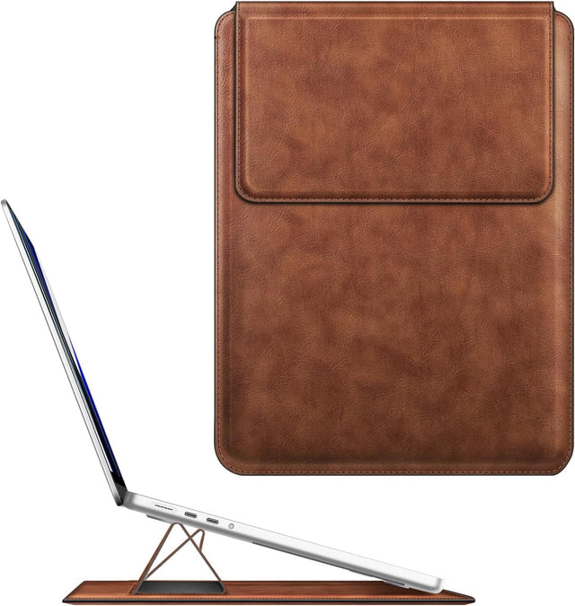 Front. Fintie - Sleeve Case for MacBook Neo 13 inch, MacBook Air 13.6/13.3 inch, MacBook Pro 13 inch, Slim Bag Cover with Stand - Brown.