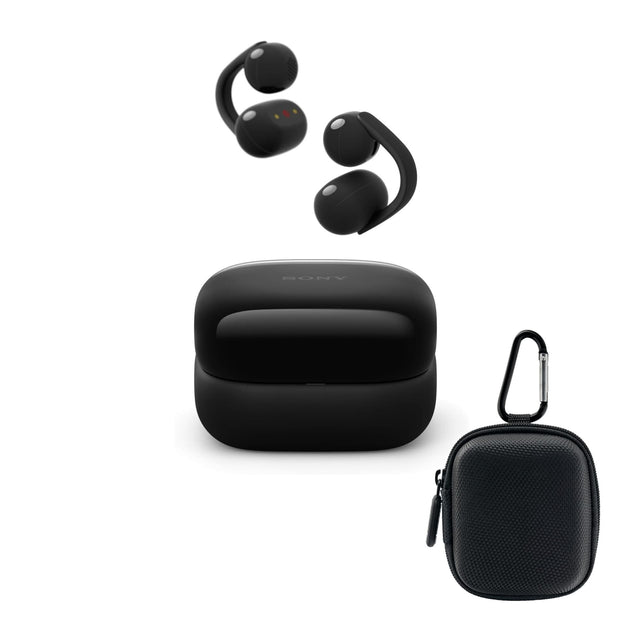 Front. Sony - Sony LinkBuds Clip Open-Ear Truly Wireless Earbuds with Case Bundle (Black).