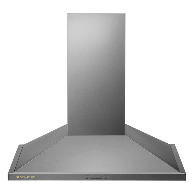 Front. LG - SIGNATURE 30" Externally Vented Wall Mount Smart Range Hood - Stainless Steel.