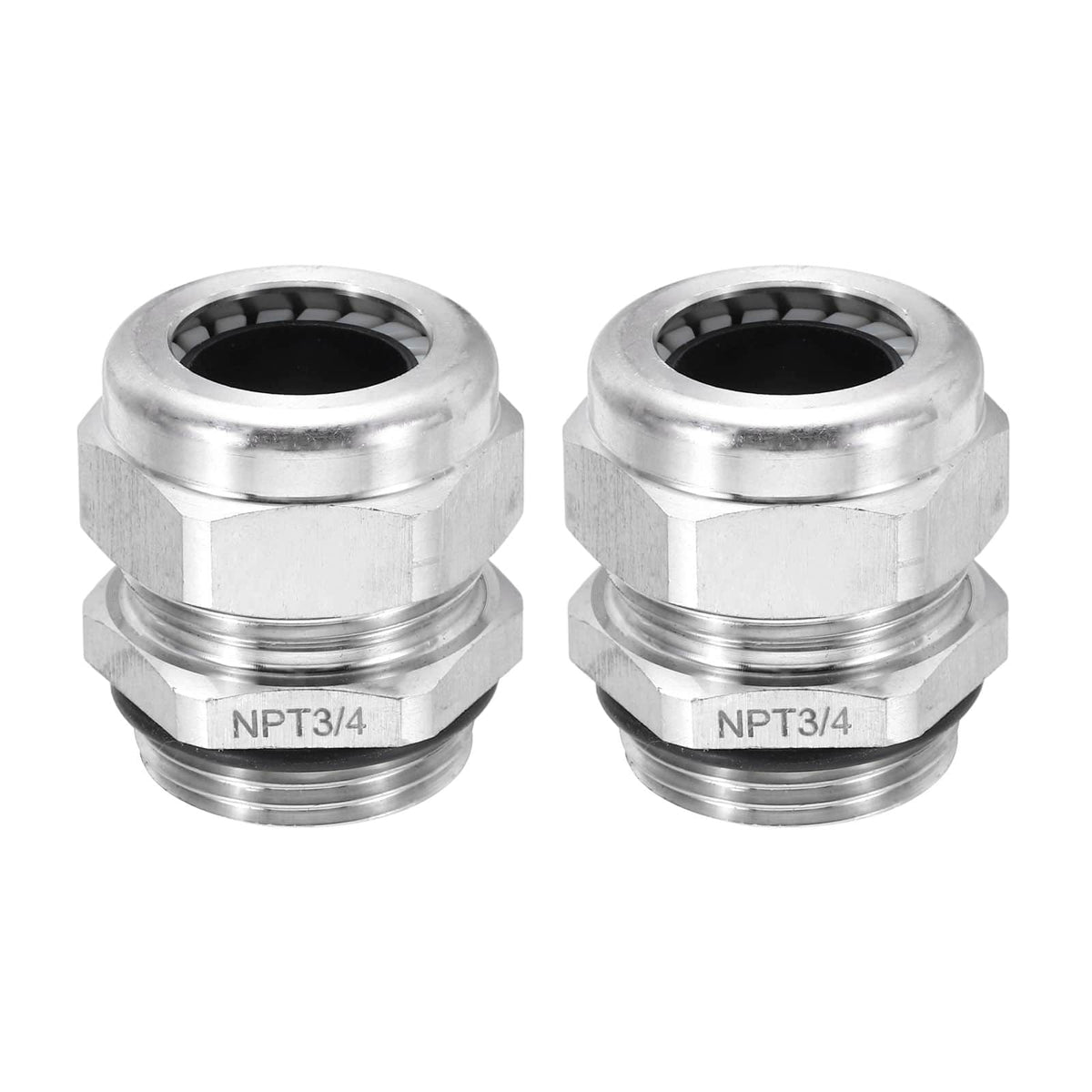 Unique Bargains - 3/4" NPT Cable Gland, IP68 Waterproof Strain Relief, 304 Stainless Steel, for 13-18mm Wire, 2pcs - Silver