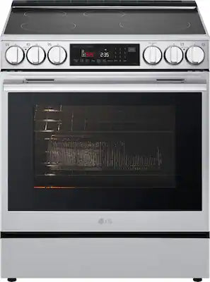 LG - 30-in Wide 6.3 Cu. Ft. Slide-In Electric Induction True Convect Range with 5 Elements, InstaView and Flex Control Knobs
