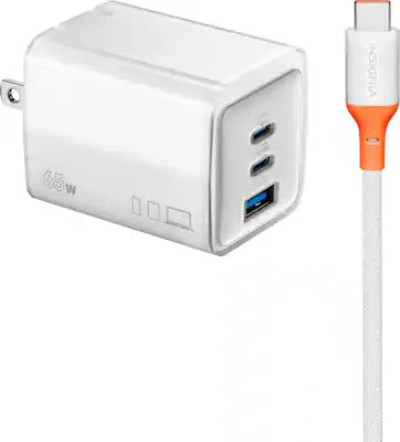 Insignia™ - 65W Wall Charger with 6 ft. USB-C Cable for Smartphones, Tablets, Laptops, and More