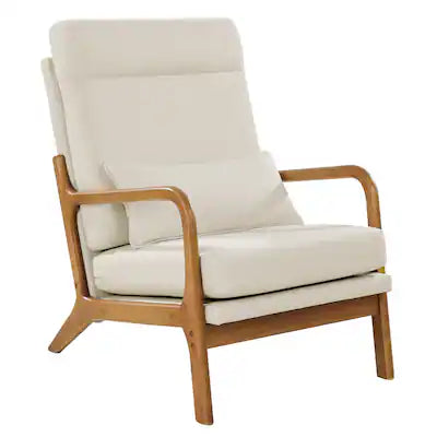 VEVOR - Accent Chair, High Back Mid Century Modern Armchair with Solid Wood Frame and Non-Slip Legs, Upholstered Leisure Chair