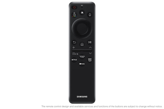 MIC 123 DII + CC/AD Samsung TV PUS NETFLIX prime video YouTube SAMSUNG

The remote control design and available services and functions of the buttons are subject to change without notice.