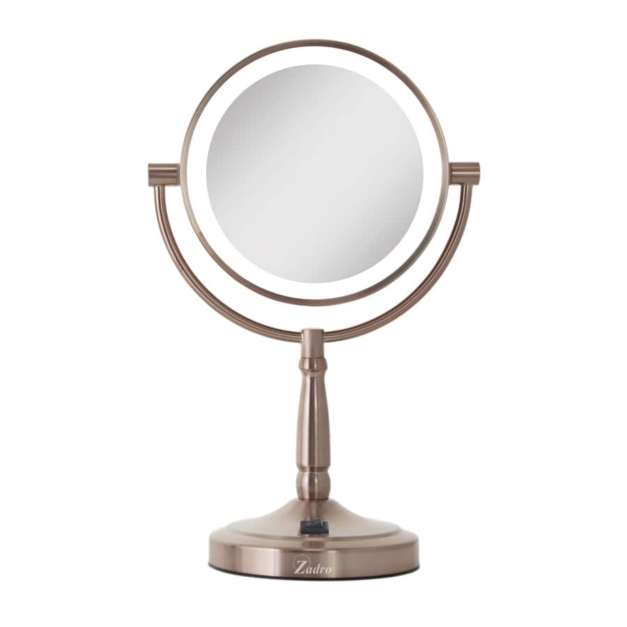 Zadro - Cordless LED Lighted Makeup Mirror with 10X/1X Magnifications for Flawless Beauty - Rose Gold