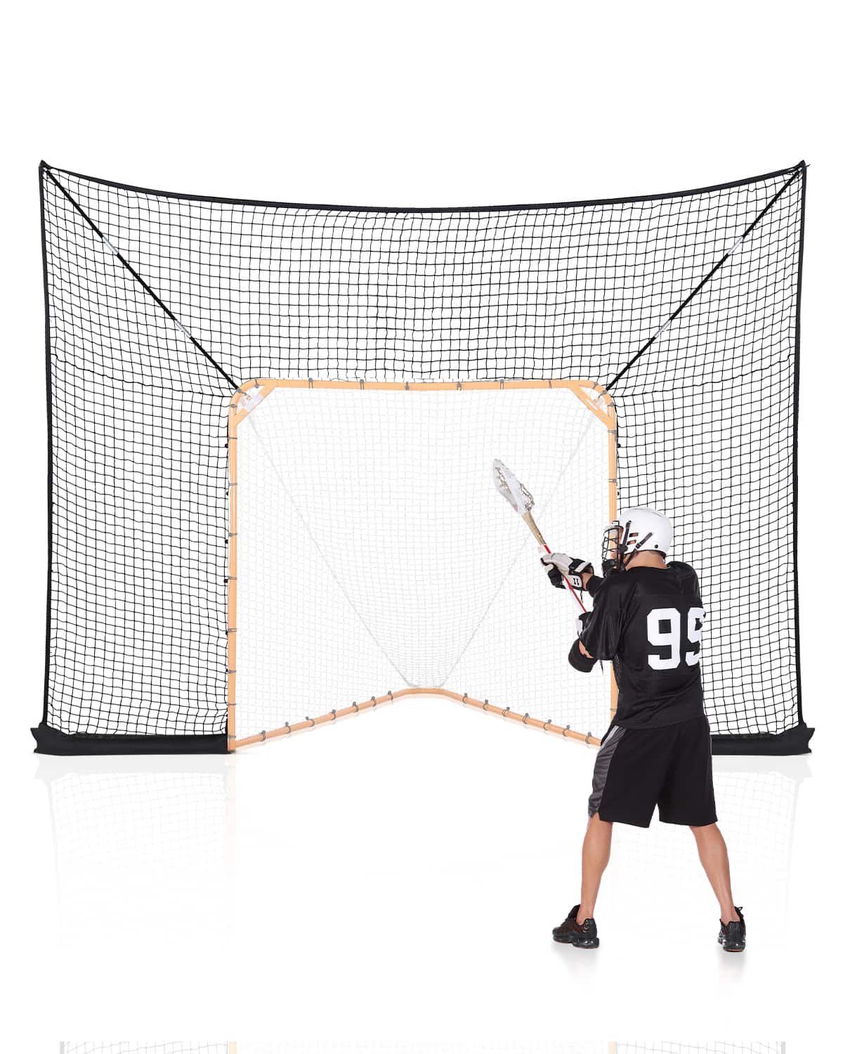 VEVOR - Hockey and Lacrosse Goal Backstop, 12x9 ft Lacrosse Net with Extended Coverage - Black