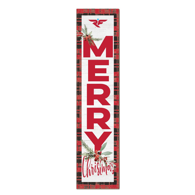 Front. Jardine - Wisconsin-River Falls Falcons 12'' x 48'' Outdoor Merry Christmas Leaner - White.