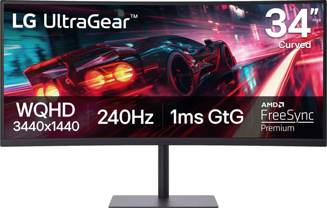 LG UltraGear™ 34" Curved WQHD 240Hz 1ms GtG FreeSync Premium  
3440x1440