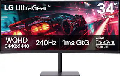 LG - UltraGear 34" Curved WQHD 240Hz FreeSync Premium Gaming Monitor with DisplayHDR400 (HDMI, DP, USB-C, USB-A)