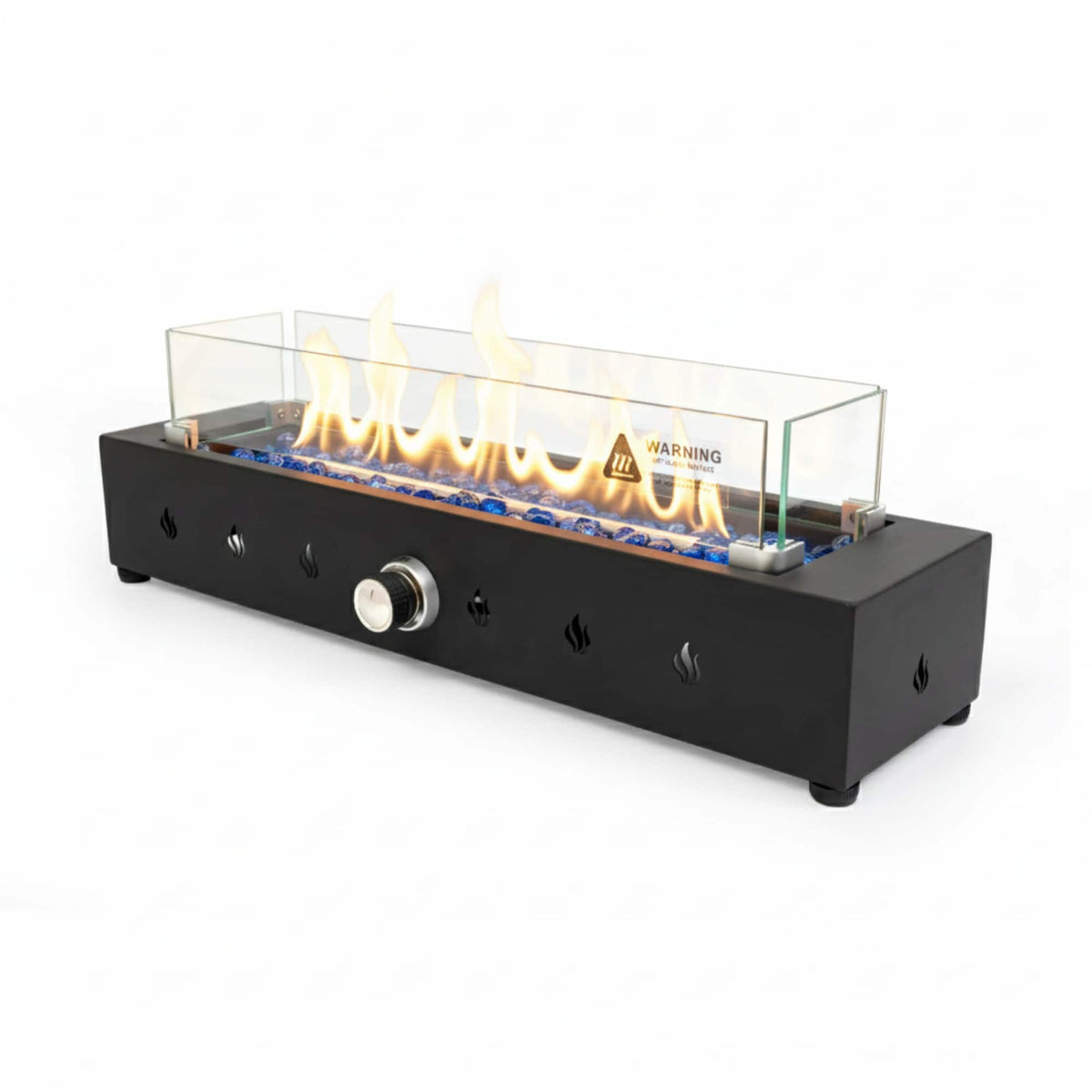 Boyel Living - 28 Inch Rectangular Propane Fire Pit 40000 BTU Steel Wind Resistant Outdoor Fire Pit Glass Beads Design - Black