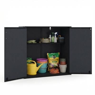 Costway - Outdoor Storage Shed, Cu.ft All-Weather Storage Box with Floor, Lockable Door
