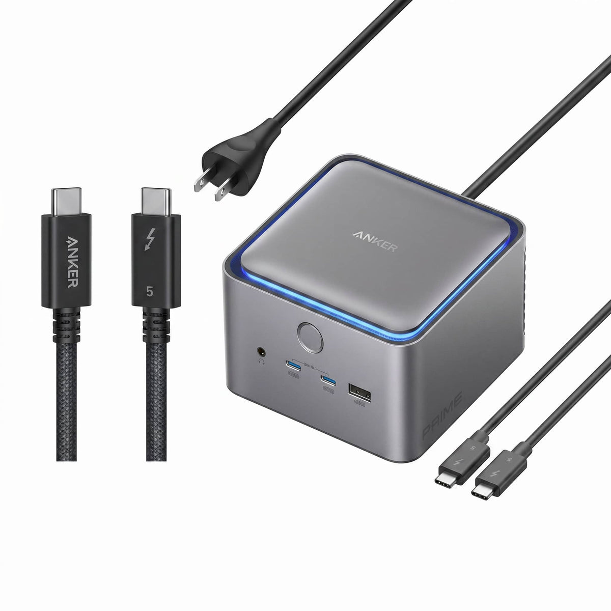 Prime TB5 Docking Station (14-Port, 8K, Thunderbolt5) + Anker Prime Thunderbolt 5 USB-C to USB-C Cable - Gray