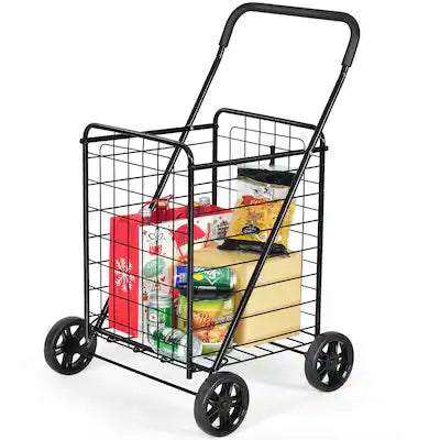 Costway - Folding Shopping Cart Utility Trolley Portable For Grocery Laundry Travel