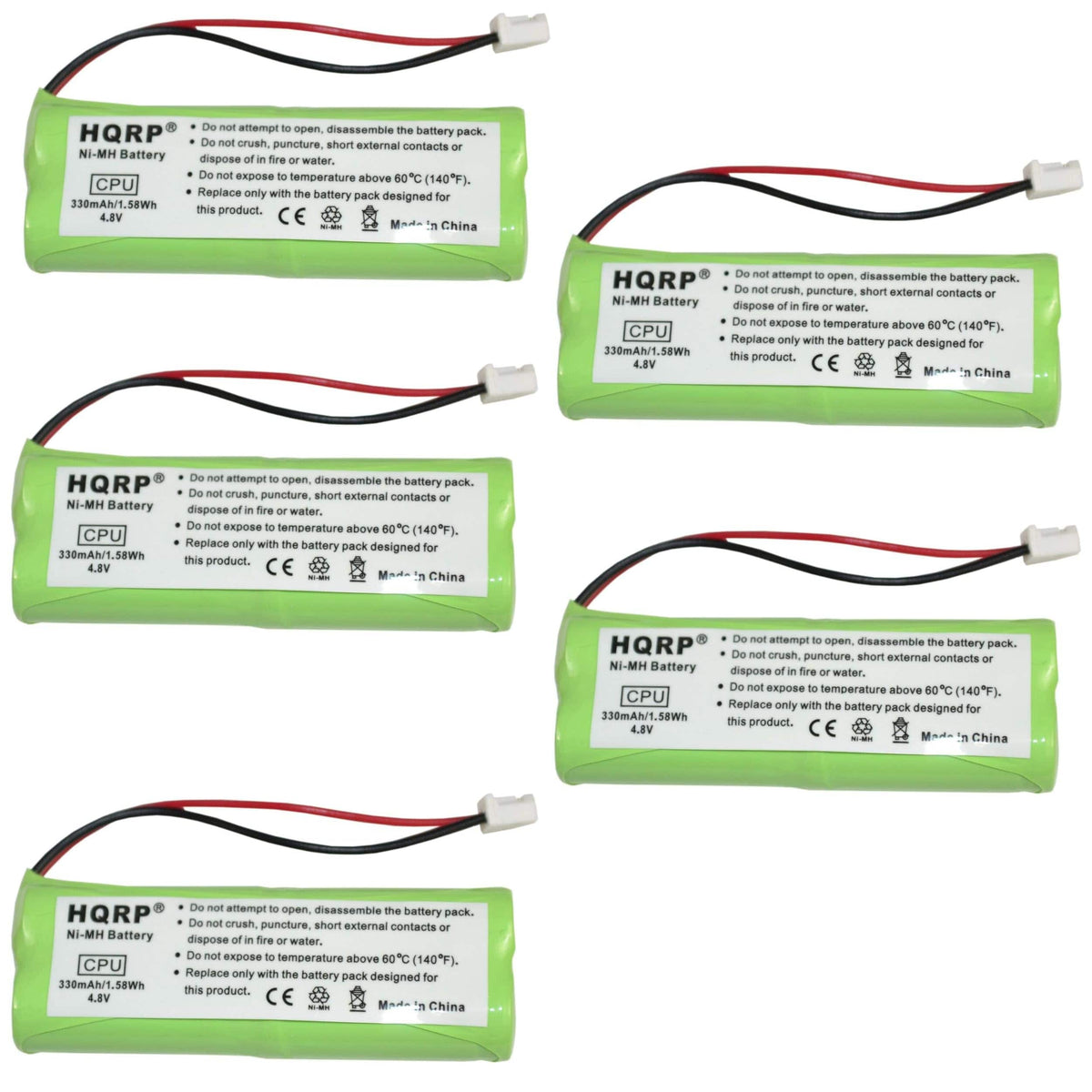 HQRP - 5-Pack 4.8 V 330 mAh Ni-MH Battery Pack for DT Systems H2O 1800 Dog Training Collar