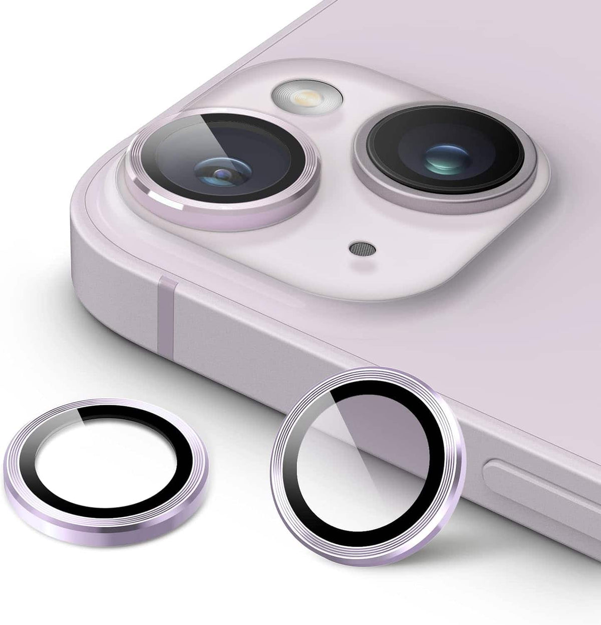 Entronix - Premium Camera Lens Protector for iPhone 15/15 Plus - Stylish Metal Design - Purple