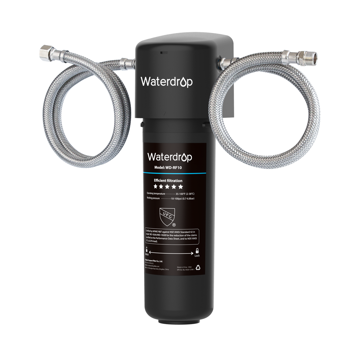 Waterdrop - 10UA Under Sink Water Filter System, NSF/ANSI 42 Certified, 8K Gallons - Black