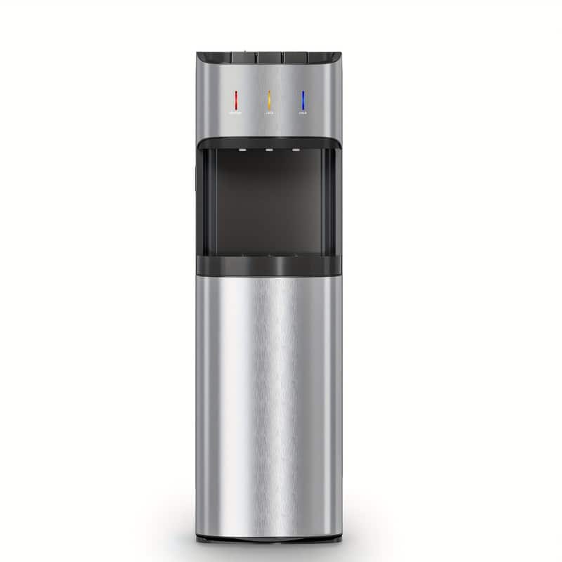 Manastin - Bottom‑Loading Water Dispenser, Three Temperature (cold/hot/warm) with Child Lock, for 3‑gallon or 5‑gallon Water Jugs - Silver