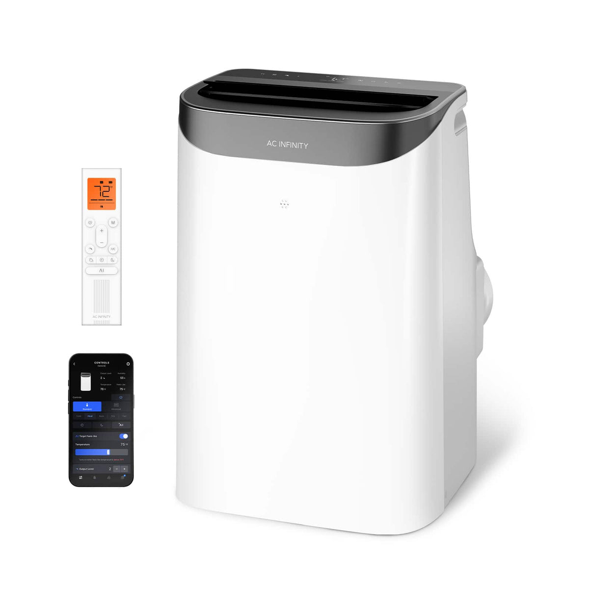 AC Infinity - Smart Portable Air Conditioner 5-in-1, All-Season Cooling and Heating, 12,000 BTU