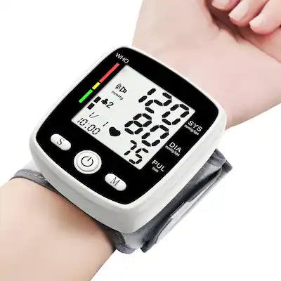 Dazzed Corner - Digital Wrist Blood Pressure Monitor with 2 Users, Voice, LCD, USB Charging
