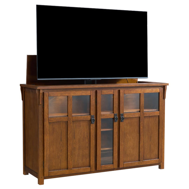 Front. Touchstone Home Products - The Bungalow by Touchstone - Smart Motorized TV Lift Cabinet for Flat Screen TVs up to 65 Inches - Mission Chestnut.