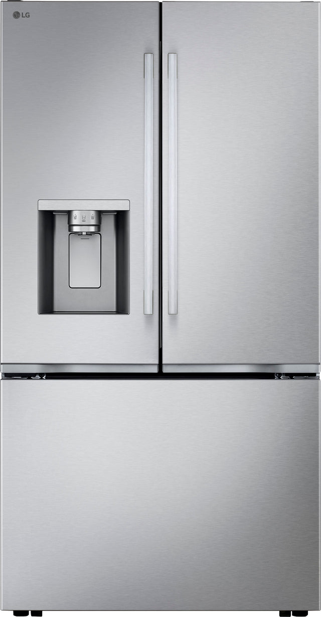 Front. LG - 36-in Counter-Depth MAX 23.7 Cu. Ft. French Door Smart Refrigerator with Zero Clearance and Dual Ice - PrintProof Stainless Steel.
