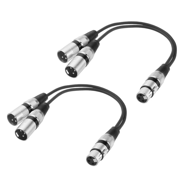 Front. Unique Bargains - 2pcs 3-Pin XLR Splitter Cable, 1 Female to 2 Male Y Cable for Balanced Audio, Mixers, Microphones - Black Circle.
