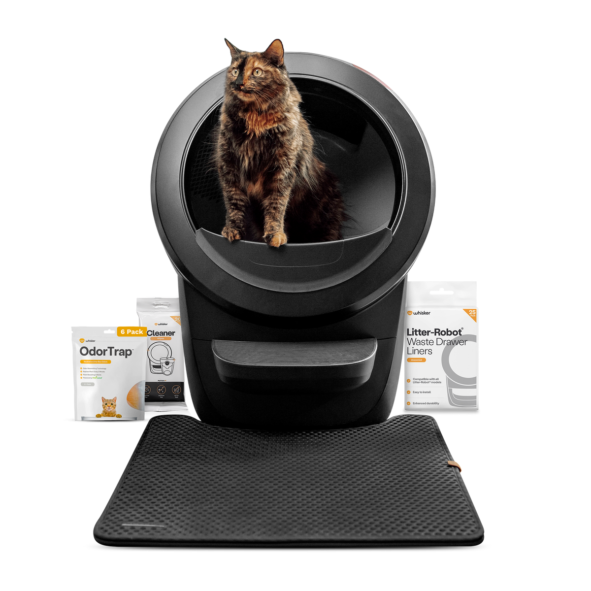 Whisker - Litter-Robot® 4 Smart App-Controlled Self-Cleaning Litter Box Core Accessories Bundle - Black