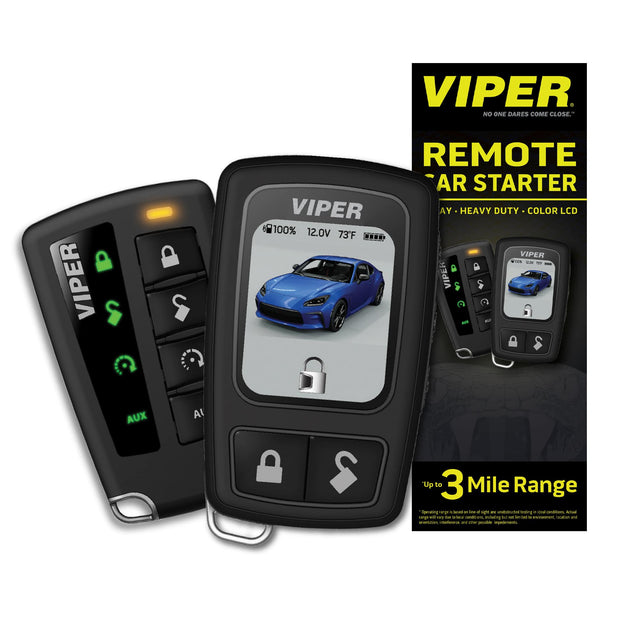 VIPER NO ONE DARES COME CLOSE.

VIPER REMOTE AR STARTER

VIPER AY HEAVY DUTY COLOR LCD

100% 12.0V 73°F

VIPER

AUX

Up to 3 Mile Range

VIPER

NO ONE DARES COME CLOSE.