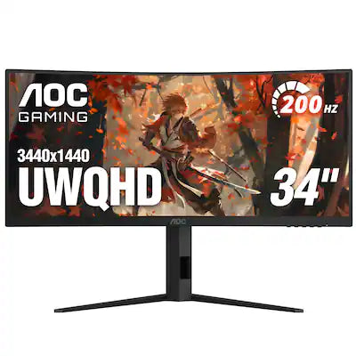 AOC - CU34G4HV 34" VA Panel Curved Gaming Monitor, LED, WQHD (3440x1440), 200Hz, 0.5ms, Freesync