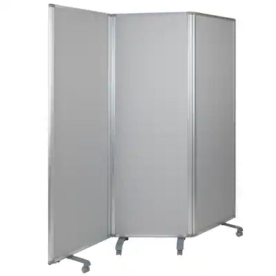 Emma + Oliver - Mobile Whiteboard/Cloth 3 Section Partition with Locking Casters, 72"H x 24"W