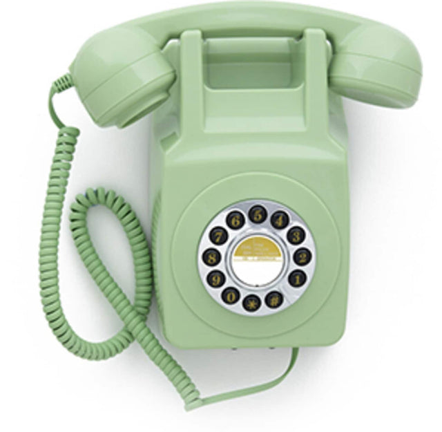 Front. PopMarket - GPO Retro GPO746WGRN 746 Wall Mount Push Button Telephone - Green   - MISC ACCESSORY - Green.
