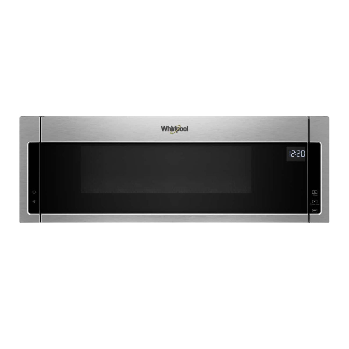 Whirlpool - 1.1 Cu. Ft. Low Profile Over-the-Range Microwave Hood Combination with Hidden Control Panel - Stainless Steel