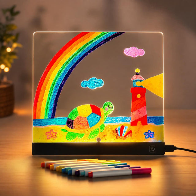 Front. Anysun - Rechargeable LED Drawing Board with Type-C Fast Charging – 4 Dynamic Light Effects, On-the-Go Creative Kit - White.
