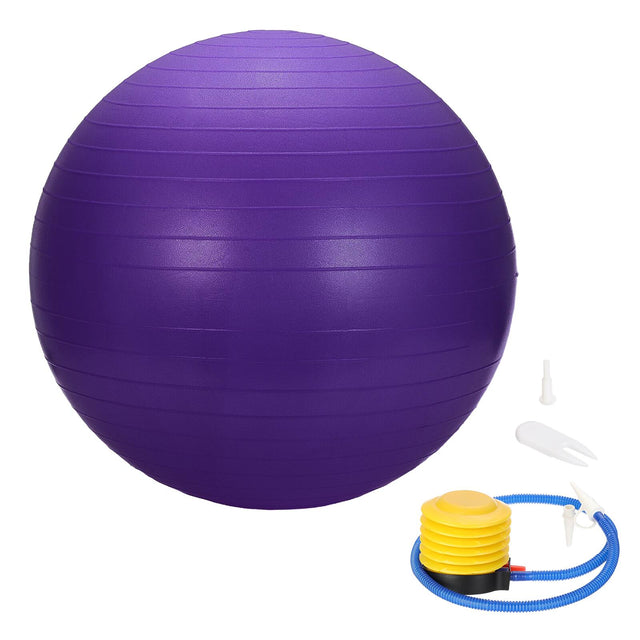 Front. Unique Bargains - Yoga Ball, Exercise Ball 25.6" PVC Anti-Slip Stability Pilates Extra Thick with Pump - For Gym Balance Fitness - Purple.