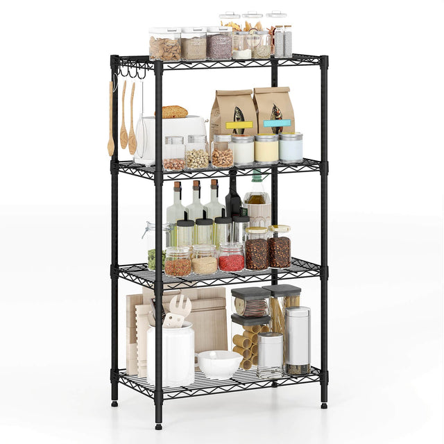 Front. Costway - Costway 4-Tier Metal Storage Shelving Unit 600 LBS Storage Organizer with V-Shaped Rack - Black.