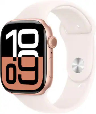 Apple - Watch Series 10 (GPS) 46mm Aluminum Case with Light Blush Sport Band - M/L