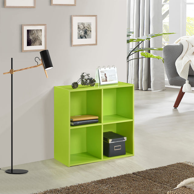 Front. Kings Brand Furniture - Kings Brand Furniture George 4-Cube Children's Bookcase, Kids Toy Storage Shelf Organizer - Green.
