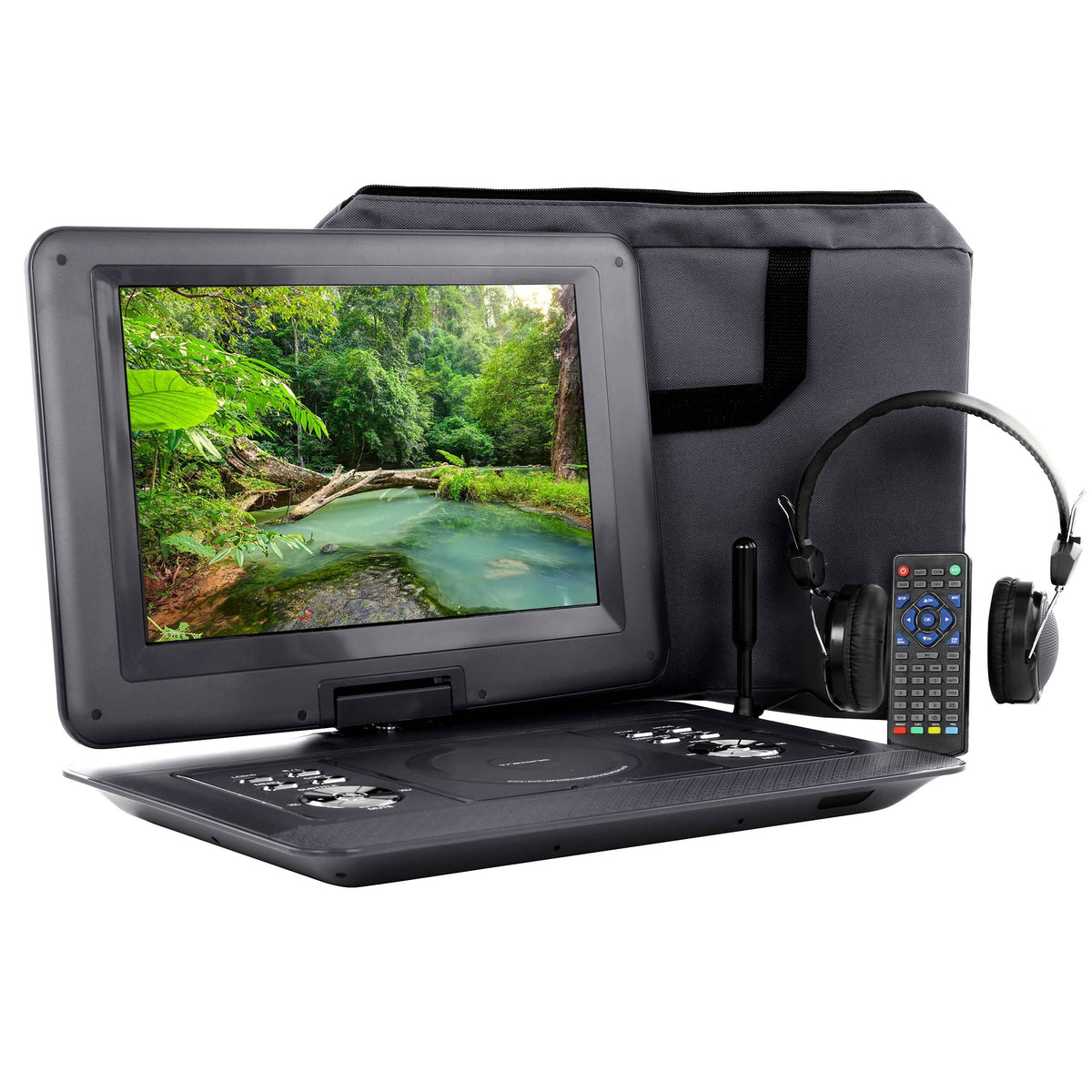Trexonic - 14.1 Inch Portable TV+DVD Player with Swivel TFT-LCD Screen and USB,SD,AV,HDMI Inputs
