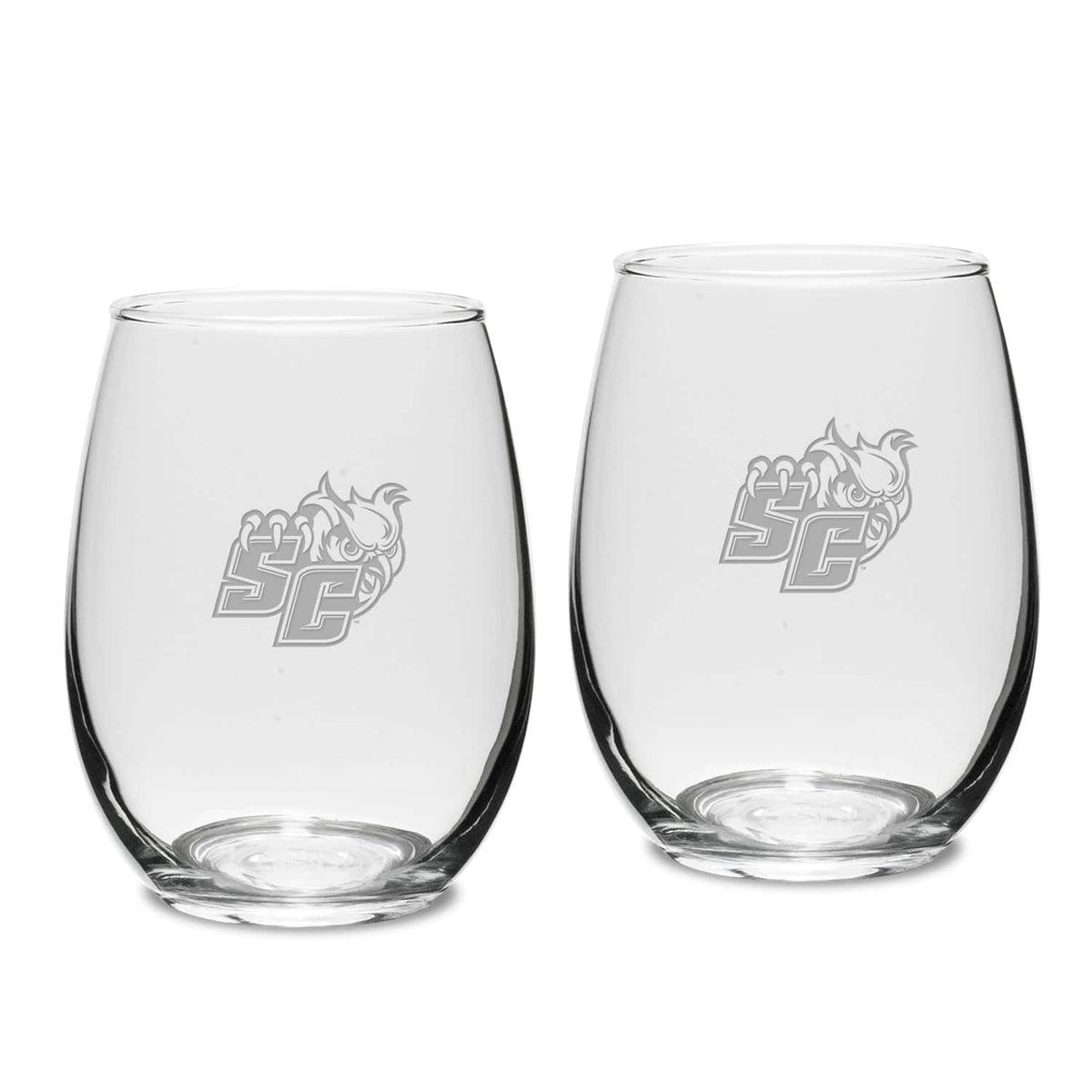 Jardine - Southern Connecticut State Owls Two-Piece 15oz. Stemless Wine Glass Set - Multicolor