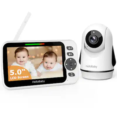 HelloBaby - HB6352 Baby Monitor with Remote Pan-Tilt and Zoom, 1000ft Long Range, 5.0" LCD, Night Vision, and Two-Way Audio
