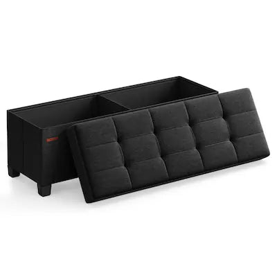 Songmics Home - Storage Ottoman Bench, Foldable Foot Rest with Legs, 15 x 43 x 15.7 Inches, End of Bed Bench, Storage Chest